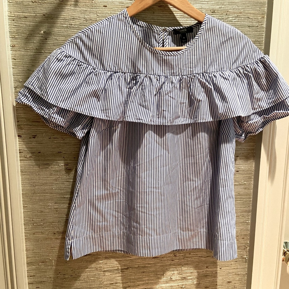 Blue and white striped blouse